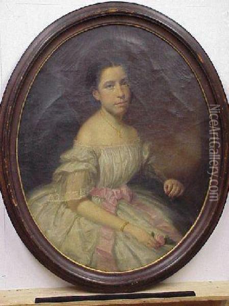 Portrait Of A Young Lady Oil Painting - Daniel Huntington