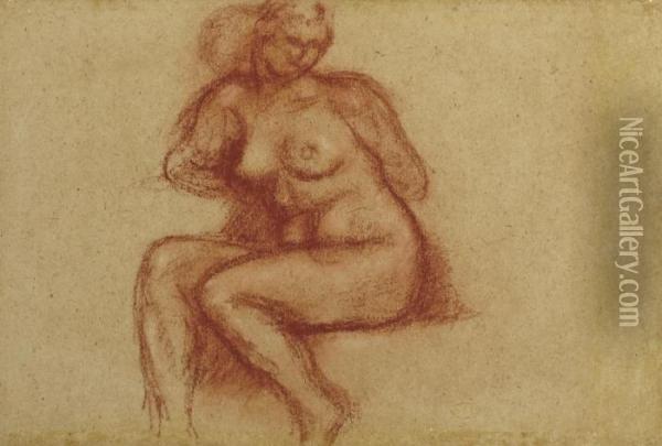Femme Nue Assise With The Atelier Stamp Oil Painting - Aristide Maillol