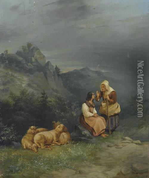 Schweizer Gebirgslandschaft. Oil Painting - Franz Niklaus Konig