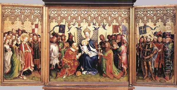Altarpiece of the Patron Saints of Cologne Oil Painting - Stefan Lochner