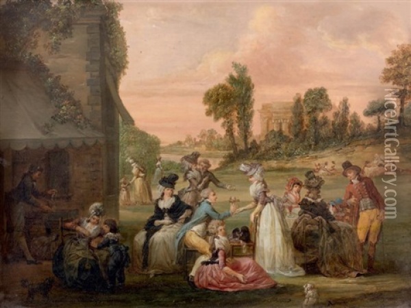 Rejouissances Dans Un Parc Oil Painting - Francois Louis Watteau