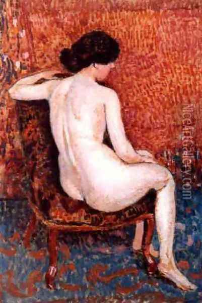 Sitting Nude On Chair Oil Painting - Georges Lemmen