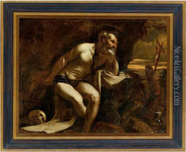 Saint Jerome In Penitence Oil Painting - Jacopo Bassano (Jacopo da Ponte)