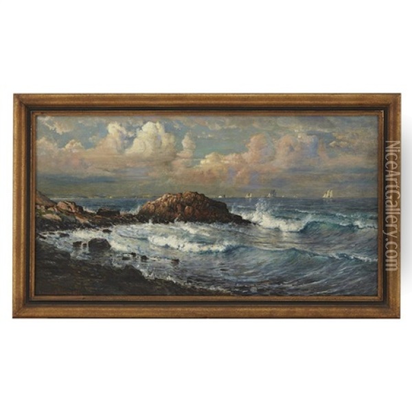 Waves Off A Rocky Coast Oil Painting - Edmund Darch Lewis