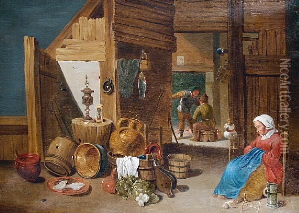 The Scullery Oil Painting - Egbert van der Poel