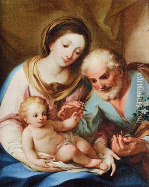 The Holy Family Oil Painting - Pompeo Girolamo Batoni