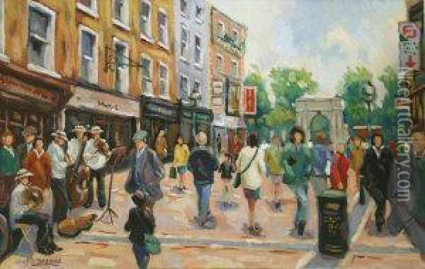 The Top Of Grafton Street Oil Painting - James Sinton Sleator
