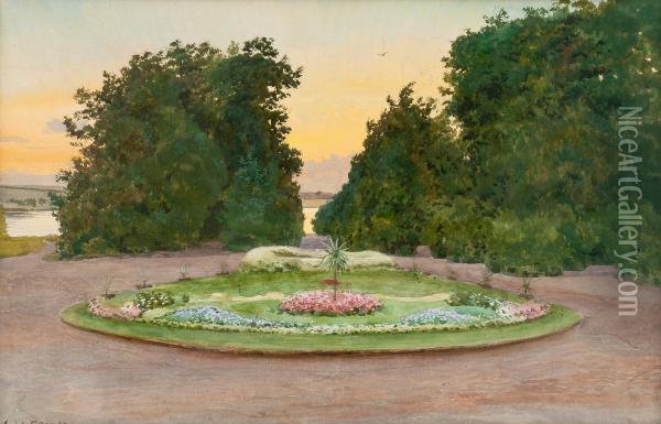 Evening In The Park Oil Painting - Albert Nikolaivich Benua
