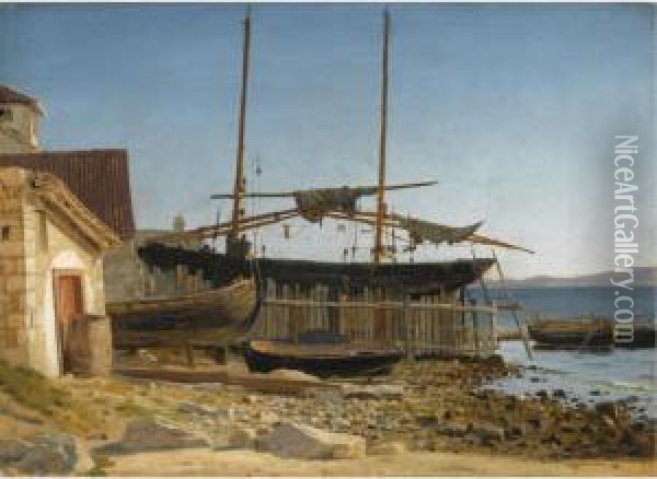Kysten Ved Napoli (the Shore Near Naples) Oil Painting - Christian Eckardt