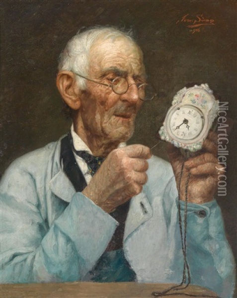 Der Uhrmacher Oil Painting - Josef Johann Suess
