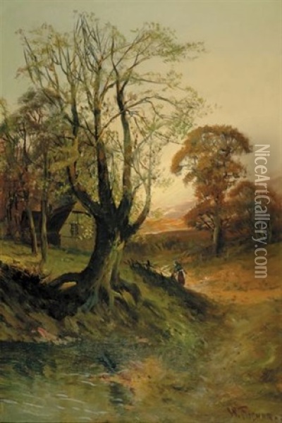 Rural England Scenes (2 Works) Oil Painting - William Trost Richards