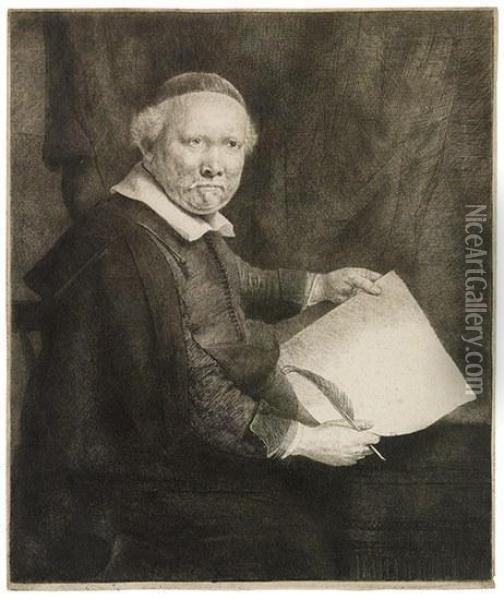 Lieven Willemsz Van Coppenol, Writing Master: Largerplate Oil Painting - Rembrandt Van Rijn