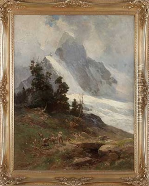 Ziegenhirten Vor Dem Matterhorn Oil Painting - Edward Theodore Compton