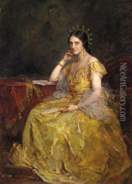 Reprasentatives Damenportrait Oil Painting - Arthur von Ferraris