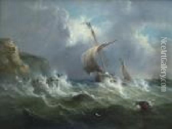 Stormy Seas Oil Painting - John Moore Of Ipswich