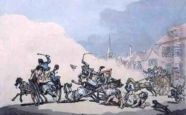 A Cart Race, pub. by William Holland, 1789 Oil Painting - Thomas Rowlandson