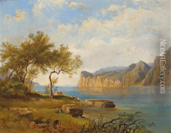 Felsige Kustenlandschaft Oil Painting - Eduard Peithner Ritter von Lichtenfels