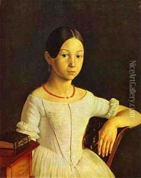 Portrait Of Ln Milyukova End Of 1840s Oil Painting - Grigori Vasilievich Soroka