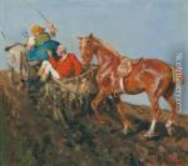 Verungluckter Parforcereiter Oil Painting - Julius von Blaas