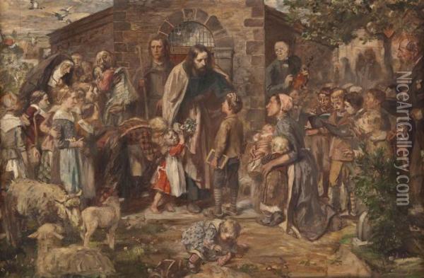 Christus Empfangt Die Kinder (studie) Oil Painting - Eduard Von Gebhardt