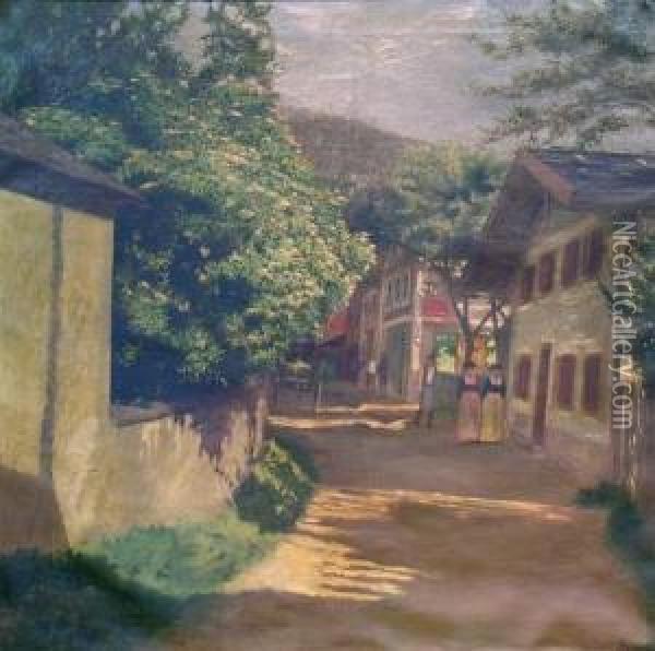 Sunlit Path Oil Painting - Adolf Gustav Schlabitz
