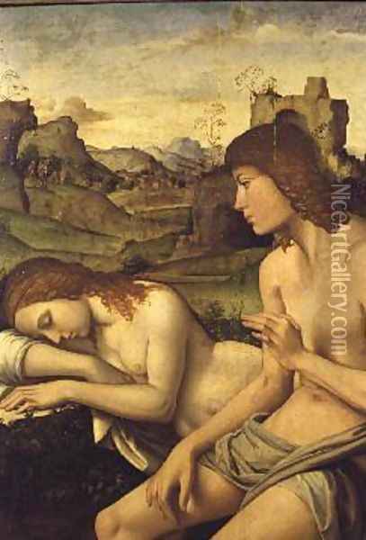 An Idyll- Daphnis and Chloe Oil Painting - Giovanni Battista Bertucci