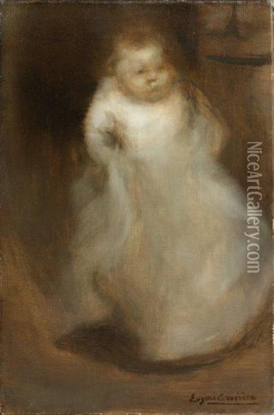 Enfant En Robe Blanche Oil Painting - Eugene Carriere