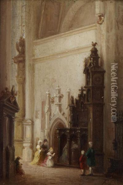 Kircheninterieurs. Oil Painting - Ferdinand Petzl