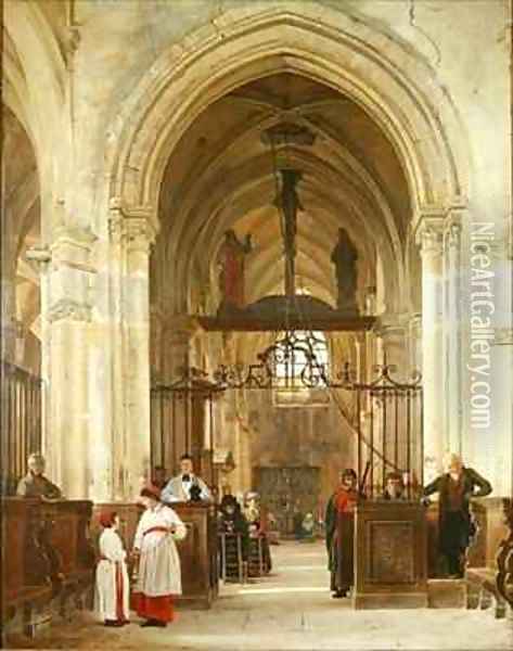 Interior of the Church of St Prix Valle de Montmorency Oil Painting - Jean Bruno Gassies