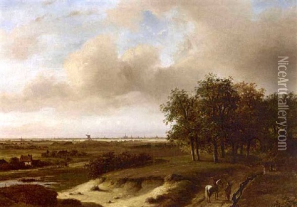 An Extensive Summer Landscape Oil Painting - Nicolaas Johannes Roosenboom
