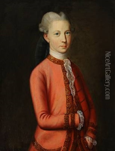 Portrait Of A Young Gentleman In A Red Jacket Oil Painting - Paul Ipsen