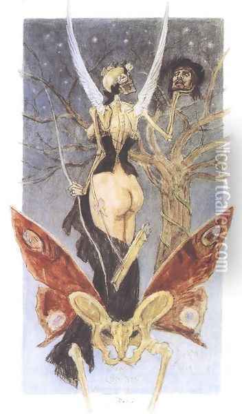 The Sentimental Initiation Oil Painting - Felicien Rops