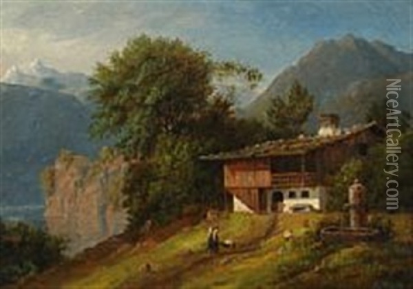 Scenery From Innsbruck Oil Painting - August Wilhelm Boesen
