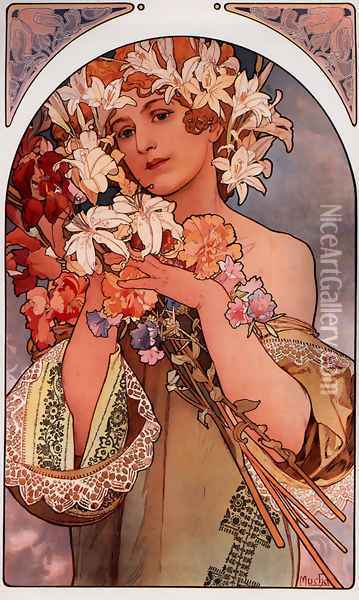 Flower Oil Painting - Alphonse Maria Mucha