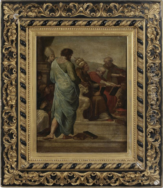 Detail From The Dispute Over The Sacrament In The Vatican Oil Painting - Raphael (Raffaello Sanzio of Urbino)