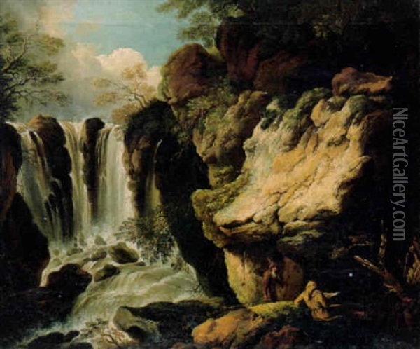 Landschaft Mit Eremit Oil Painting - Johann Balthasar Bullinger the Elder
