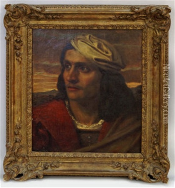 Head Of An Italian Model Oil Painting - Edward John Poynter