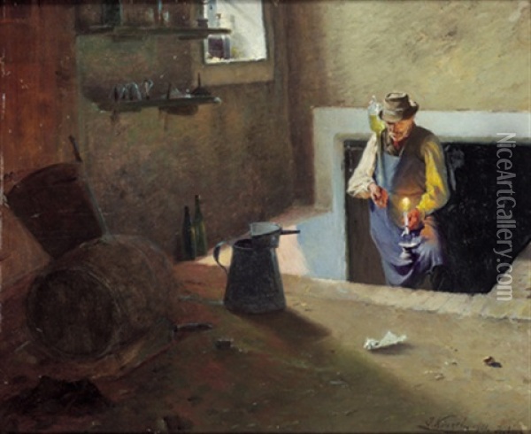 Weinbauer In Joching Oil Painting - Josef Kinzel