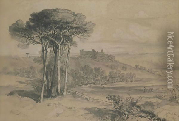 A View Of Bracciano, Italy Oil Painting - Edward Lear