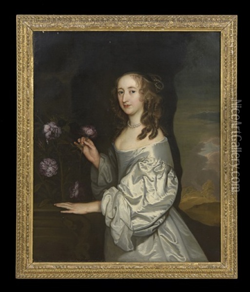 Portrait Of Elizabeth Ashburnham, Nee Poulett Oil Painting - John Hayls