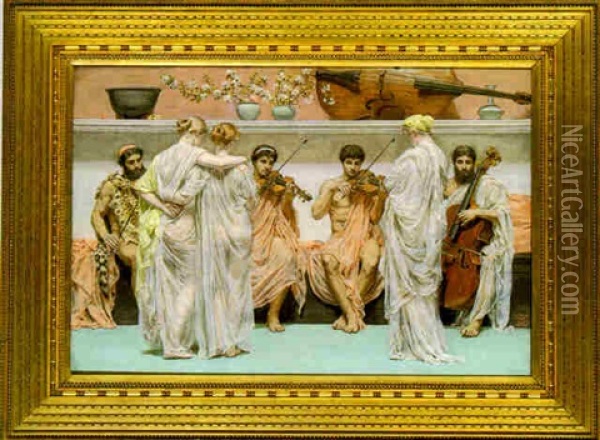 A Quartet; A Painter's Tribute To The Art Of Music. A.d. 1868 Oil Painting - Albert Joseph Moore