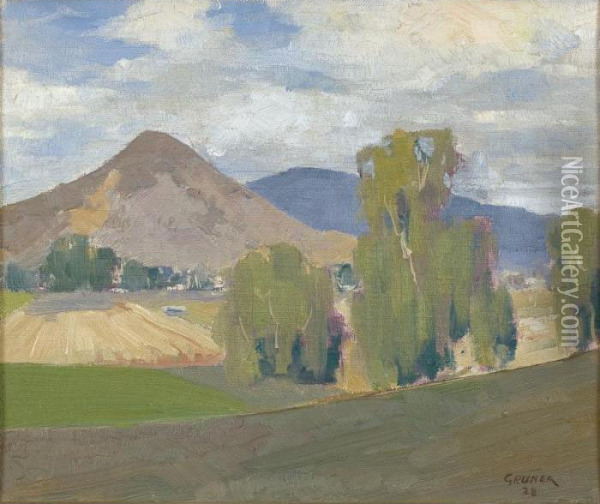 Hillside Pasture Oil Painting - Elioth Gruner