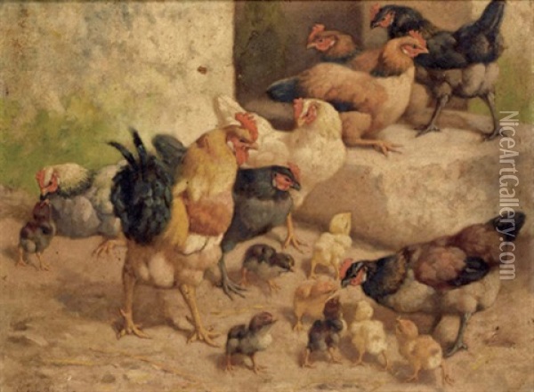 Le Poulailler Oil Painting - William Baptiste Baird