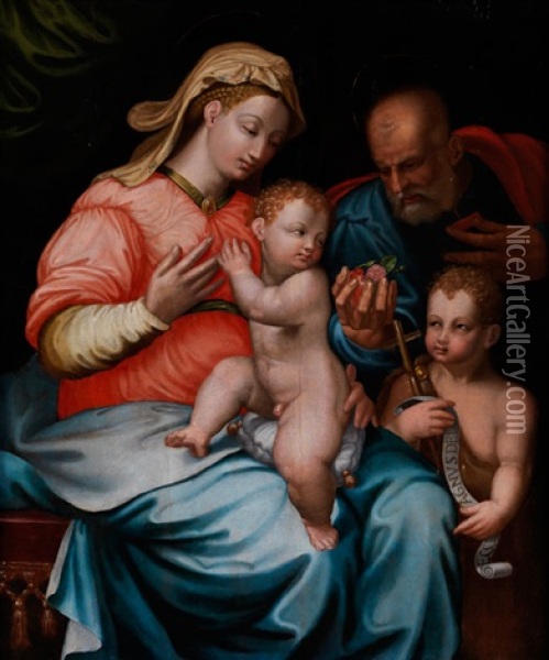 Heilige Familie Mit Johannesknaben Oil Painting - Girolamo (il Sermoneta) Sicciolante