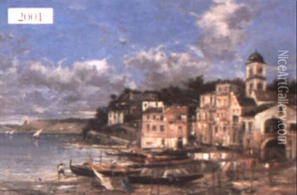 Coastal Scene At Sorrento Oil Painting - Maurice Levis