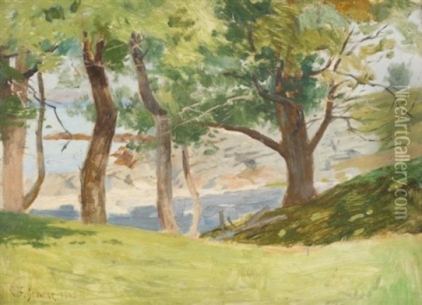 Under The Trees At Cushing Island, Portland Harbor, Maine Oil Painting - Charles Francis Browne