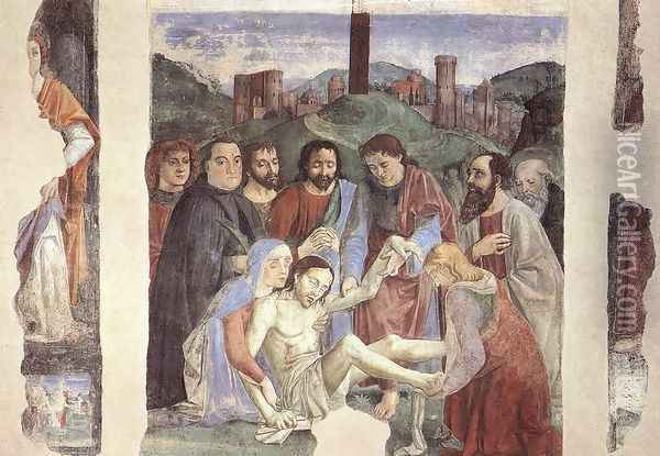 Lamentation over the Dead Christ c. 1472 Oil Painting - Domenico Ghirlandaio