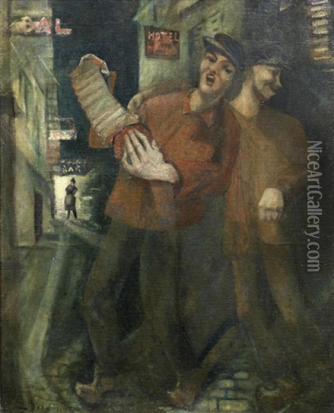 What Shall We Do With The Drunken Sailor? Oil Painting - Christopher Richard Wynne Nevinson