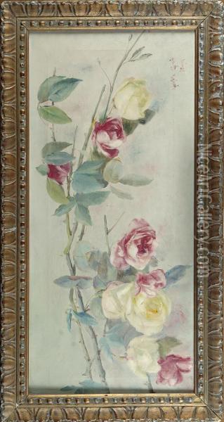 Rose Oil Painting - Enrichetta Chiostri