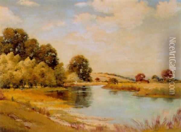 Landscape With Creek Oil Painting - Ernest Fredericks
